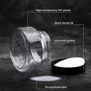 Pot en plastique transparent avec couvercle, rechargeable, rond, 150 ml, 200 ml, 250 ml, 8 oz - Product Image 4