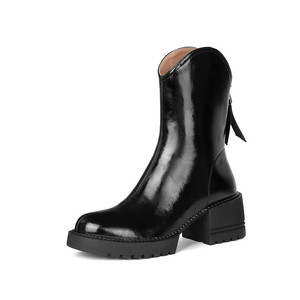 Fabrik preis Stiefeletten für Mädchen und Frauen halb kniehohe Stiefel Leder kurze Stiefel dicken Boden - Product Image 2