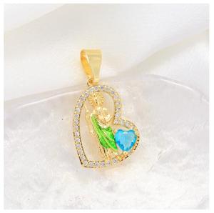 Zircon nouvellement conçu religieux <span class=keywords><strong>Saint</strong></span> Jude's Cane pendentif collier classique rétro plaqué or alliage jésus plume breloques - Product Image 6