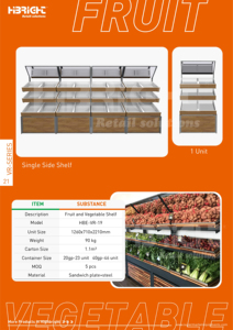 Highbright Combination Wooden Produce Display Island <b>Stand</b> With Stainless Steel Tiered Trays for Supermarket and Retail Stores - Product Image 3