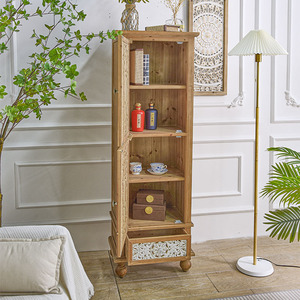 Buffet de style farmhouse pour cuisine et salle à manger, avec portes sculptées blanches en bois massif, armoire de rangement haute avec tiroirs, idéal pour hôtel - Product Image 5