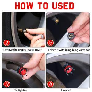 Tapas de Válvula de Neumático de Aleación de Aluminio con Cristales de Imitación Hechas a Mano Crown Bling, Universales para Vehículos - Product Image 4