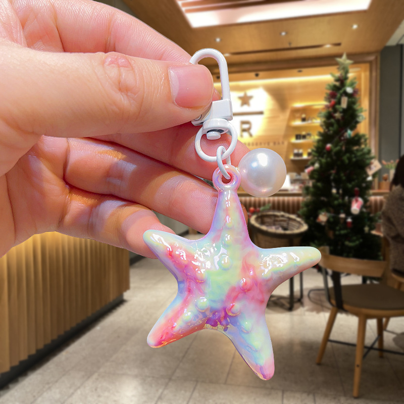 Creative Colorful Gradient Starfish Keychain - Cute Cartoon