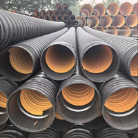 Tuyaux corrugués à double paroi en HDPE de grand diamètre, tuyaux corrugués flexibles renforcés par une ceinture en acier, tuyaux d'évacuation des eaux usées