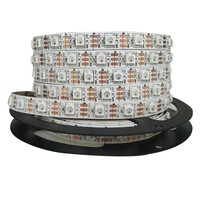 Bande LED intelligente RGB 5V 8MM WS2812B USB/IP20 PVC avec contrôle par application pour CRI80, PCB noir, gradation intelligente