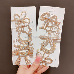 Belleworld оптовая продажа «Гладиатор» с ремешками ложка ножницы fishbone заколки модная Женская Корейская обувь; Со стразами; С бантом и цветочным рисунком для девочек заколки для волос комплект - Product Image 4