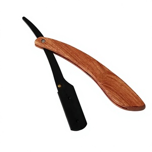 MORGANS INDUSTRIES Stainless Steel Handle Straight <b>Razor</b> Manual Shaving <b>Blade</b> with Black <b>Blade</b> for Traditional Wet Shave Men - Product Image 1