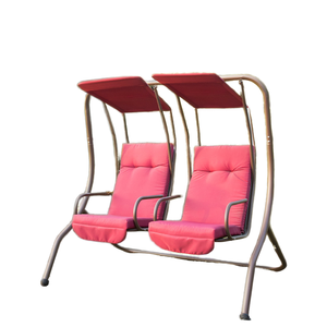 Fauteuil suspendu 2 places Danda moderne et confortable en métal pour extérieur avec coussin imperméable et auvent – Mobilier de jardin et de parc - Product Image 1