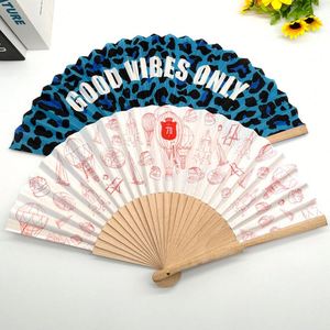 Abanico de Mano Plegable de Bambú con Tela Impresa Personalizada, Suministro de Fábrica, Venta al Por Mayor, para Regalos y Recuerdos - Product Image 3