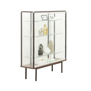 Gabinetes de escaparate de exhibición de vidrio templado de madera con luz de rayas LED para comedor para el hogar, Bar, entrada de Hotel, sala de estar - Product Image 1