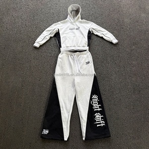 Custom Sweat <b>Suit</b> Manufacturer Patchwork Cotton Hoodie and Baggy Sweatpants Set <b>Jogging</b> <b>Suit</b> Oversized Men's Sports Tracksuit - Product Image 1