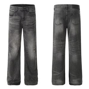 Pantalones Vaqueros Rectos de Mezclilla de Peso Medio, Lavados a la Piedra, para Hombre, Estilo Retro Urbano, Primavera, 100% Algodón Tejido, ODM - Product Image 1