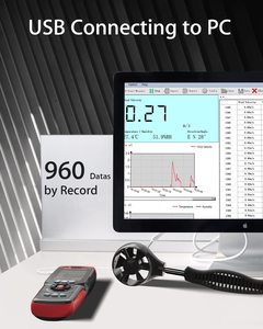 Anémomètre numérique WT8907 CFM/CMM, station météo, mesure de la vitesse et de la direction du vent, température/aménagement atmosphérique ambiant, données de température/humidité, plastique, WT8907 numérique A - Product Image 2