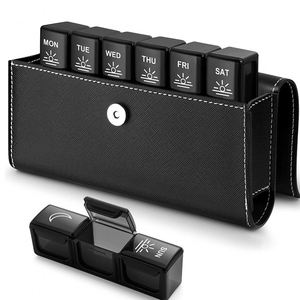 Custom Design Travel Organizer <b>Small</b> Portable 7 Days Pill <b>Box</b> With Leather Case - Product Image 1