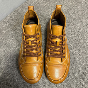 Chaussures en cuir pour hommes QHCCID, à lacets, semelle en caoutchouc, talon moyen, confortables, pour le bureau, décontractées, habillées - Product Image 2