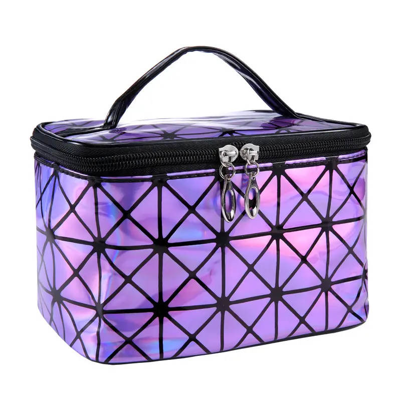 Grote Capaciteit Reizen 3D Laser Diamant Make-Up Tas Waterdichte Holografische Pu Lederen Cosmetische Storage Bag Case