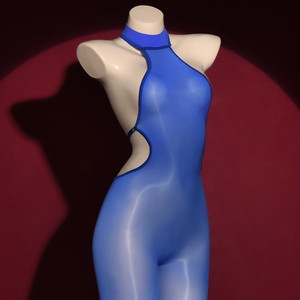 Viviblook Z406JP Mono de fiesta para mujer, sexy, transparente, sin espalda, con efecto brillante y medias, ideal para discoteca - Product Image 1