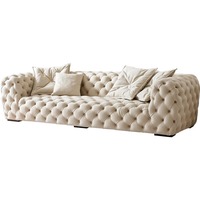 Italienische minimalist ische Mond oberflächen creme Wabi-Sabi Style Frosted Velvet Sofa Set Internet Celebrity Home Straight Row Bett