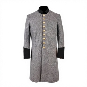 Manteau réversible en laine gris pour homme, coupe-vent, imperméable, boutonné, style historique, pour l'extérieur - Product Image 1