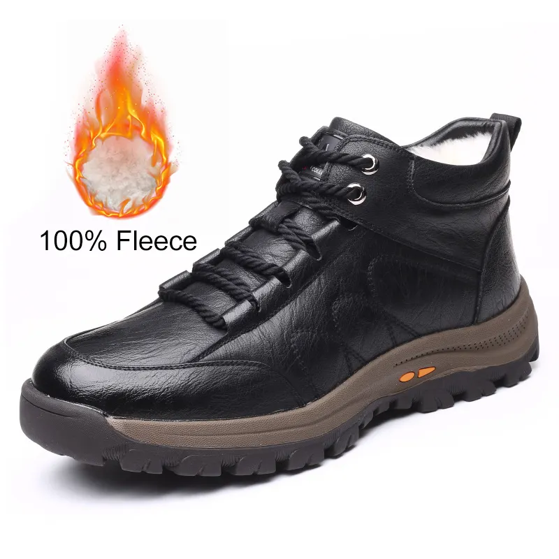 Alta calidad 100% forro de piel de lana cálido Bigfoot 49 50 51 de talla grande impermeable hombres zapatillas deportivas botas de nieve zapatos al aire libre