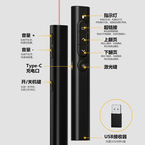 Pt2301 Wireless Laser Pointer With 32G Usb Drive Ppt Page Turner 100m Range Rechargeable For Teaching And Presentation - Product Image 2