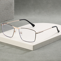 6932 Montura de Gafas Ópticas de Metal para Hombre, Montura Rectangular de Negocios, Montura Clásica para Gafas con Filtro de Luz Azul, Montura para Gafas Graduadas