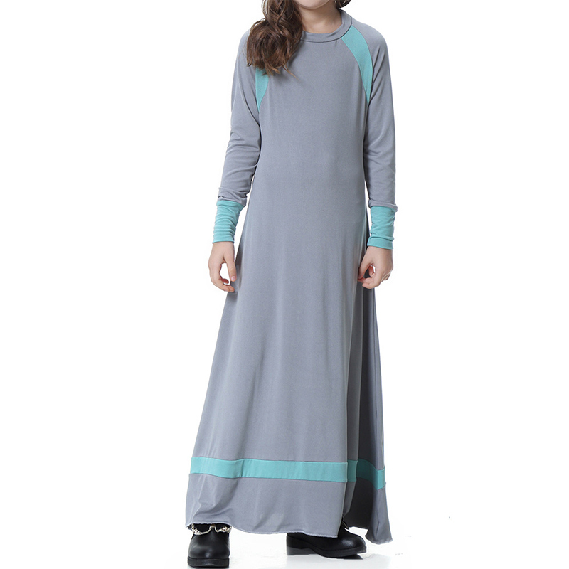 Abito Lungo Maxi Hijab Per Bambine Ragazze - Set Due Pezzi Abaya Islamico Da Preghiera Rosa