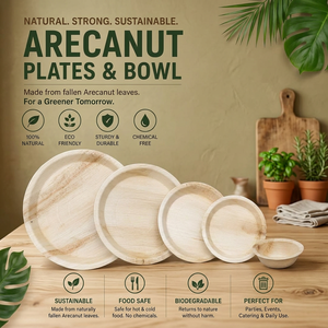 Platos de Hoja de Palma de Areca Naturales, Compostables, Desechables, Ecológicos, para Servir Comida en Fiestas y Eventos - Product Image 3