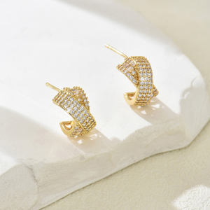 ใหม่ต่างหูแฟชั่นสตรีแบบประณีตทำจากทองแดงผสมกับเครื่องประดับที่ดูหรูหราประจำวันต่างหูแฟชั่นประดับหมุดเพทาย - Product Image 5