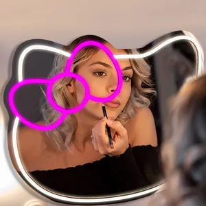 Divatla Nouveau Design Miroir de Courtoisie Mignon Avec Lumières Miroir Décoratif Mural Avec Lumière Led Personnalisé