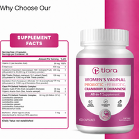 TIORA Vitamines pour femmes, capsules probiotiques, mélange de fibres prébiotiques, soutien à l'équilibre de la microflore féminine, complément alimentaire