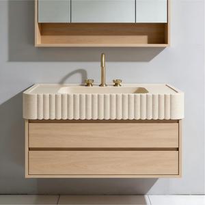 Lavabo mural en marbre naturel avec motif ondulé, lavabo intégré <span class=keywords><strong>de</strong></span> luxe pour salle <span class=keywords><strong>de</strong></span> bain, idéal pour hôtel, villa, appartement - Product Image 4