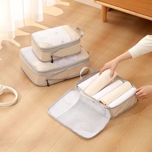 Compression Packing Cubes 4pcs Sets <strong>Expandable</strong> Storage Travel Luggage Organizers Bags