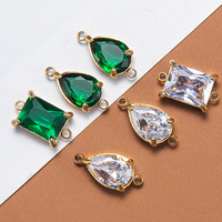 Rétro fait à la main bricolage émeraude Micro-incrusté Zircon pendentif à breloque en acier inoxydable carré larme pendentif accessoires bijoux de mode