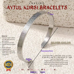 MW Arabic Islam Style <strong>Engraved</strong> 18K Gold Bracelet - Stainless Steel Anti-Tarnish Hypoallergenic Classic Fashion Charm <strong>Bangle</strong> - Product Image 6