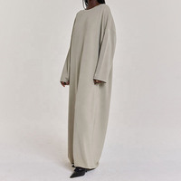 Hochwertiges Jersey-Abaya-Kleid, Unifarbenes Muslim-Abaya-Kleid, Einfaches Konservatives Locker Geschnittenes Kleid, Maßgeschneiderte Eid-Kleidung