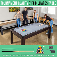 Bancs de table et de rangement pour piscine, salle à manger et tennis de table 3 en 1 de 7 pieds-Table de jeu convertible avec billard et table