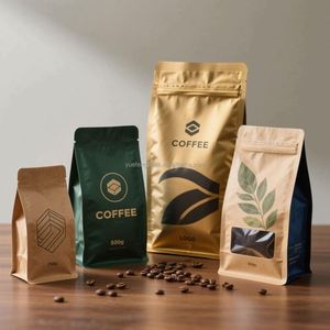 Bolsas de Empaque para Café de 8/12/16 oz con Impresión Personalizada, Selladas en Ocho Lados, con Fondo Plano, Válvula y Cierre - Product Image 1