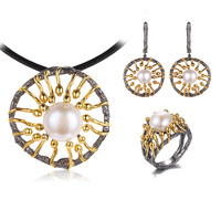 The Birth of Life Design Ensemble de bijoux en argent sterling 925 avec un joli plaqué or jaune