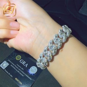 Hip Hop <b>Iced</b> <b>Out</b> Moissanite 14mm 925 Sterling Silver VVS Moissanite Diamond Cuban Link <b>Chain</b> Hip Hop Jewelry Bracelet Cuban Link - Product Image 3