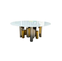 Table à gâteau ronde conique avec cadre doré, fabrication directe d'usine, support à dessert de mariage, réception de banquet de luxe
