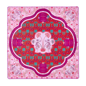 Tapis de Mahjong 80x80cm (31.5x31.5 pouces) style foulard en soie, motif Léopard Rose Tigre Palmier, antidérapant, effet Mirage - Product Image 1