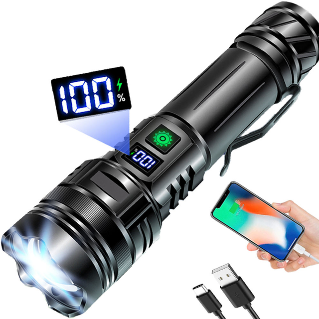 2025 Hot Selling Type-c Rechargeable Super Bright 3 Modes Zoomable Waterproof LED Flashlight Torch