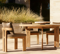 Ensemble de table à manger d'extérieur en teck, design contemporain, meubles de patio durables