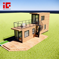 Maison en conteneur à 2 étages avec terrasse de 40 pieds Villa de luxe personnalisée de haute qualité Petite maison modulaire préfabriquée mobile