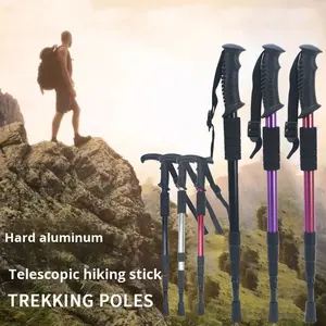 屋外旅行伸縮ハイキングスティッククライミングトレッキングポールアルミニウム合金ゴム調整可能長20-50cm炭素タングステン - Product Image 2