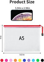 Bolsa organizadora de documentos personalizada, bolsa con cremallera de malla transparente, carpeta de archivos de plástico para la escuela, suministros de oficina, bolsas de archivos de PVC A5