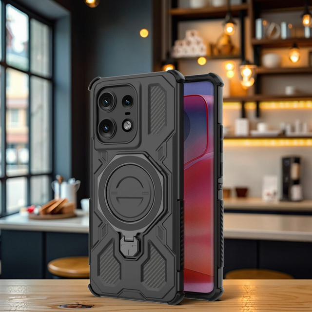 2-in-1 PC TPU Protective Magnetic Ring Stand Phone Case with Holster for Motorola Edge 50 Pro 50 Shockproof Mobile Phone Cases