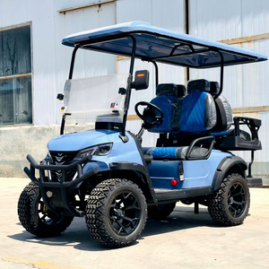 Carrito de Golf Eléctrico Azul de 4 Plazas con Techo y Parabrisas, Batería de 60V 80A, Garantía de 2 Años, para Uso en Resorts o Vecinados - Product Image 1