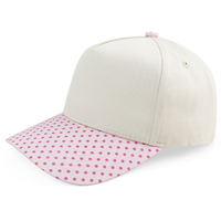 Casquette de baseball unisexe HBA54 tendance rose à pois avec visière, 5 panneaux, personnalisable pour l'extérieur, usage quotidien, avec logo sur mesure